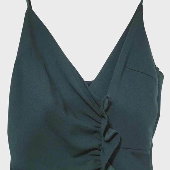 Emerald Green Bodycon Dress with Ruffle Love, Nickie Low Size 5 - Picture 2 of 4